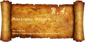 Maninger Albert névjegykártya